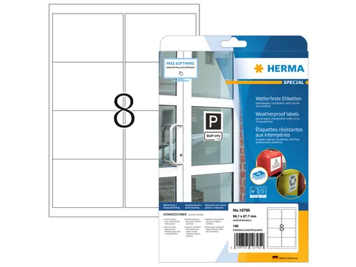 HERMA 10795 Weerbestendige etiketten A4 99,1x67,7mm Wit 160 stuks
