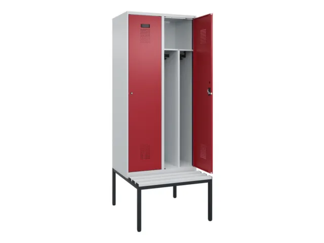 locker met bank,voor scheiding van kleding,HxBxD 2120x800x815mm,2vak