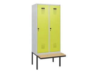 locker met bank,HxBxD 1950x800x815mm,2vak,vak B 400mm,draaigrendel - 2