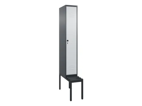 locker met bank,HxBxD 2120x300x815mm,1vak,vak B 300mm,draaigrendel