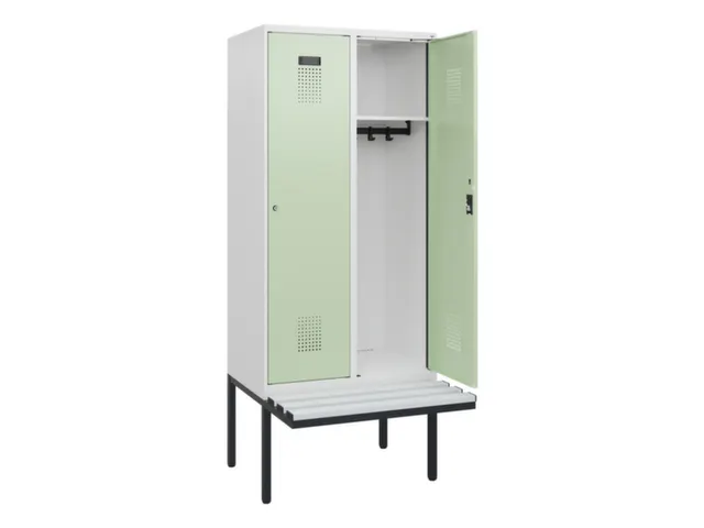 locker met bank,HxBxD 1950x800x815mm,2vak,vak B 400mm,cilinderslot