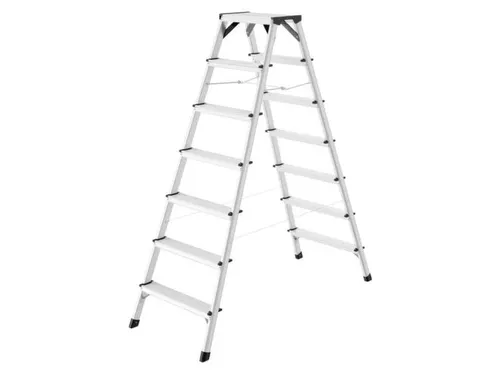 Dubbele Ladder,Beide Zijden,2X7Geribbelde Treden,Aluminium