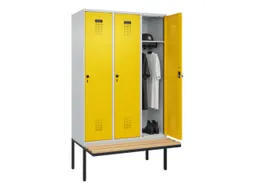 locker met bank,HxBxD 2120x1200x815mm,3vak,vak B 400mm,draaigrendel