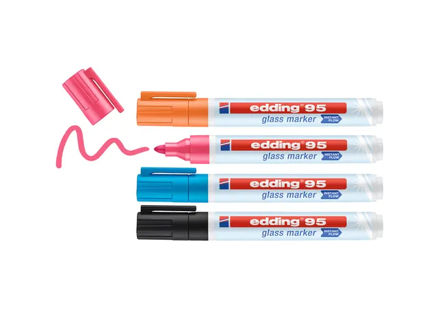 Viltstift edding 95 glasbord assorti incl zwart