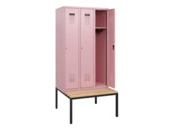locker met bank,HxBxD 1950x900x815mm,3vak,vak B 300mm,cilinderslot