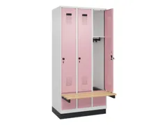 locker met bank,HxBxD 1950x900x815mm,3vak,vak B 300mm,draaigrendel