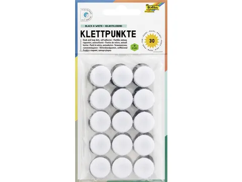 Klittenband Folia rond 2cm 15 stuks zwart 15 stuks wit