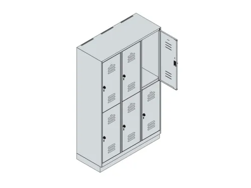 dubbeldekse locker,HxBxD 1950x1200x500mm,3x2vak.,vak B 400mm