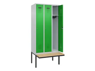 locker met bank,HxBxD 2120x900x815mm,3vak,vak B 300mm,cilinderslot - 1