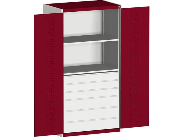 systeemkast 2000x1050x650mm 2xStalen bodem 6laden Ral7035 Ral3004