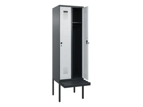 locker met bank,HxBxD 2120x600x815mm,2vak,vak B 300mm,draaigrendel