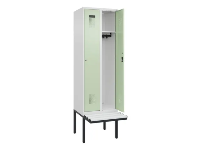 locker met bank,HxBxD 2120x600x815mm,2vak,vak B 300mm,cilinderslot