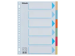 Tabbladen Esselte Premium A4 6-delig karton 23-rings assorti