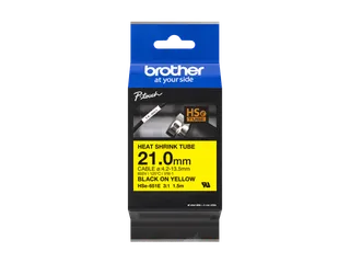 Brother HSe-651E krimpkous tapecassette zwart op geel 21mm - 1