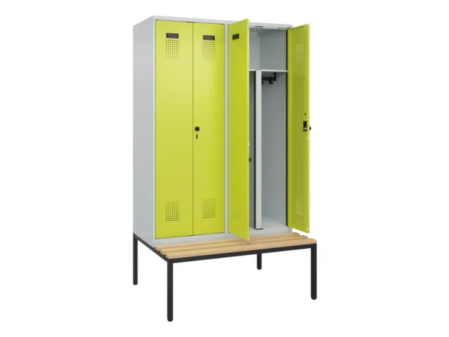 PBM-locker met bank,HxBxD 2120x1200x815mm,4vak,vak B 300mm