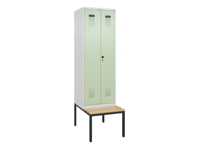 locker met bank,voor scheiding van kleding,HxBxD 2120x600x815mm,2vak