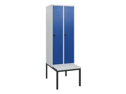 locker met bank,HxBxD 1950x600x815mm,2vak,vak B 300mm,draaigrendel