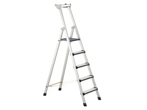 trapladder,eenzijdig,5treden,m. bekleding,stand H 1m,balk L 1,79m