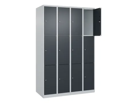 lockerkast,HxBxD 1850x1200x500mm,4x3vakken,vak B 300mm,cil.-slot