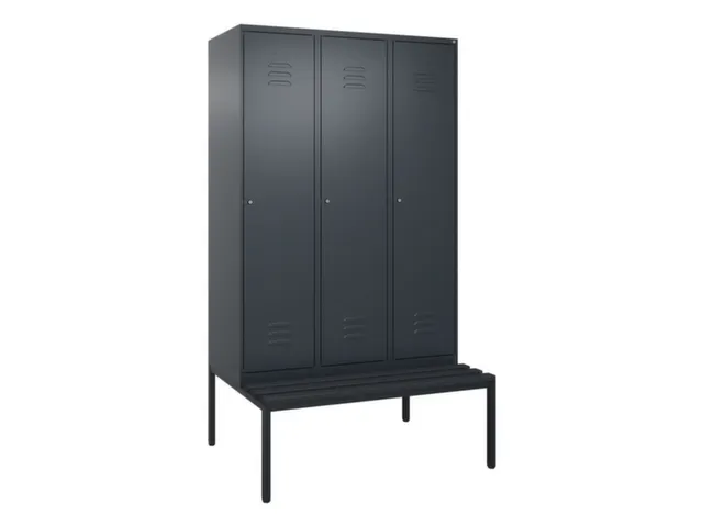 locker met bank,HxBxD 2120x1200x815mm,3vak,vak B 400mm,cil.-slot