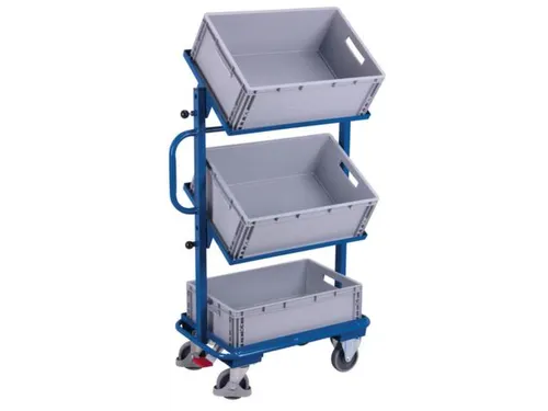 Bijzetwagen 200kg Etages Neigbaar 3 Eurobakken 600x400mm Ral5010