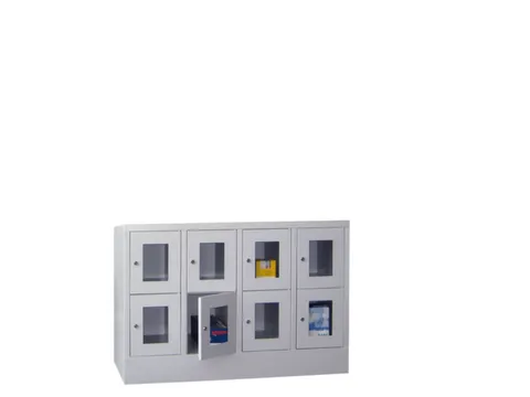 lockerkast,HxBxD 855x1200x500mm,4x2vakken,RAL7035,front RAL5010