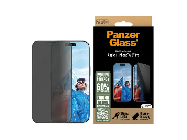 PanzerGlass Privacy Screen Protector iPhone 16 Pro | Ultra-Wide Fit