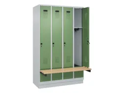 locker met bank,HxBxD 1950x1200x815mm,4vak,vak B 300mm,draaigrendel