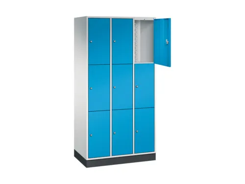 lockerkast,RAL 7035/RAL 5012,HxBxD 1950x920x500mm,3x3vakken,cil.-slot