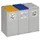 Afvalverzamelaar 3-voudig moduul HxBxD 570x760x405mm 40 liter grijs