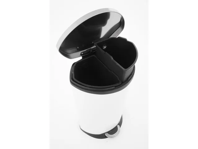 Pedaalemmer met Afvalscheiding Wit Mat RVS 44 Liter