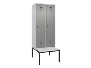 locker met bank,voor scheiding van kleding,HxBxD 2120x800x815mm,2vak - 2