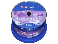 Verbatim DVD+R DL 8,5GB 8x SP mat zilver 50 stuks