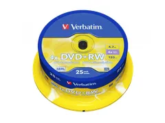 DVD+RW 4.7GB 4x Matzilver 25 Stuks