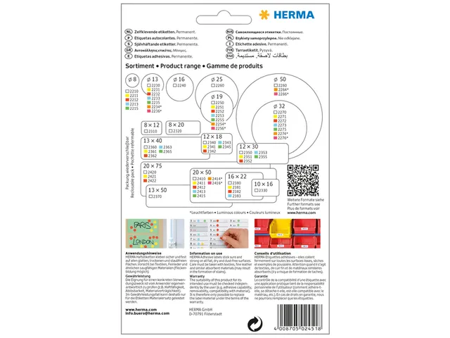 HERMA 2451 Universele etiketten 25x40mm Geel 512 stuks