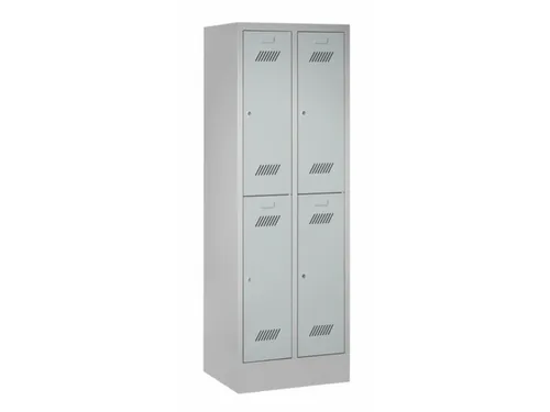 Garderobekast 1850x630x500mm 2x2 Vakken Cilinderslot Sokkel Ral7035