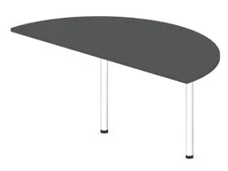 aanbouwtafel,i.h.v.,HxBxD 720-840x1600x800mm,halfrond,MS-donkergrijs