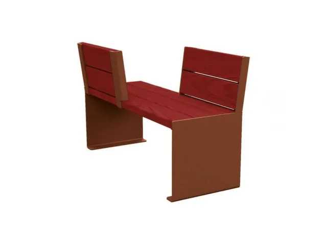 Banc opposé extérieur assise H450mm 3 lattes chêne acajou/rouille