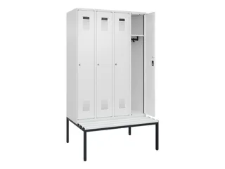 locker met bank,HxBxD 2120x1200x815mm,4vak,vak B 300mm,cilinderslot - 1