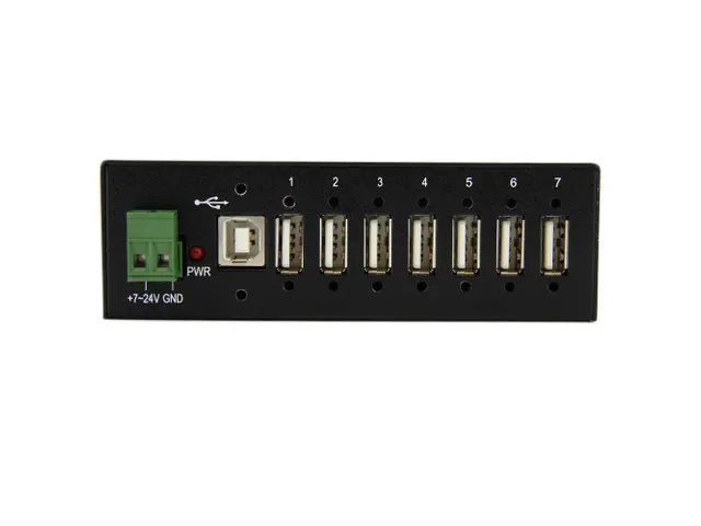 7-Port industriële USB 2.0 hub metalen USB-A hub met DIN-rail montage