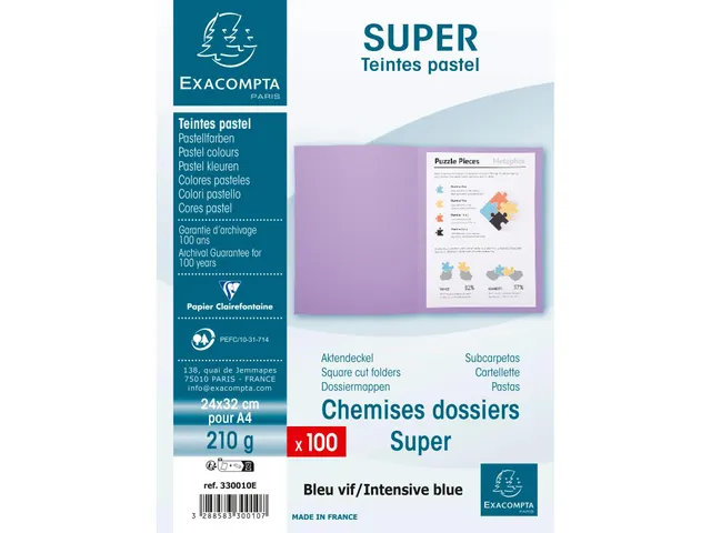 Dossiermap SUPER 250 24x32cm Fel blauw 100 Stuks