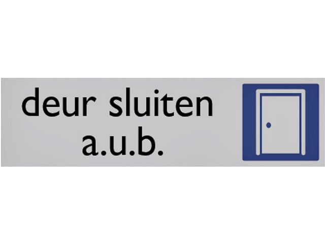 Infobord pictogram deur sluiten 165x44mm | AanAfwezigheidsbord.nl
