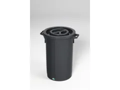 Afvalbak 60 liter HxØ 680x420mm met deksel PE zwart