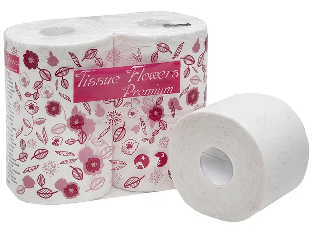 Toiletpapier Celtex Tissue Flowers 3-laags wit 300 vel krimp 6x4 rol