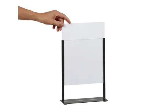 Kaarthouder Europel zwart metaal met acryl bord A4
