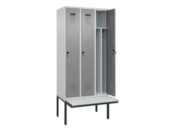 locker met bank,voor scheiding van kleding,HxBxD 2120x900x815mm,3vak
