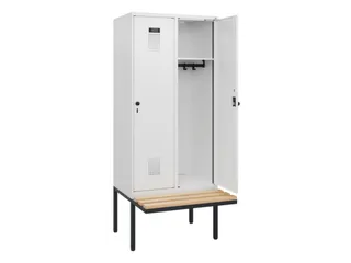 locker met bank,HxBxD 1950x800x815mm,2vak,vak B 400mm,draaigrendel - 1