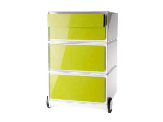Caisson mobile 642x390x436mm 4 tiroirs vert/blanc