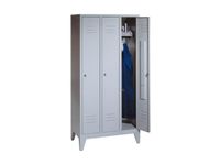 Garderobekast 1850x900x500mm 3 Vakken Cilinderslot Poten Ral7035