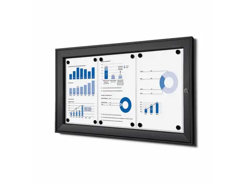 Vergrendelbaar Mededelingenbord Indoor/ Outdoor 3xA4 Zwart